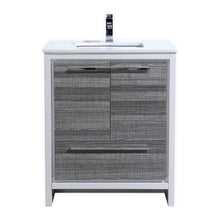 30″ Ash Gray Modern Bathroom Vanity with White Quartz Counter-Top