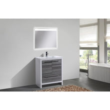 30″ Ash Gray Modern Bathroom Vanity with White Quartz Counter-Top