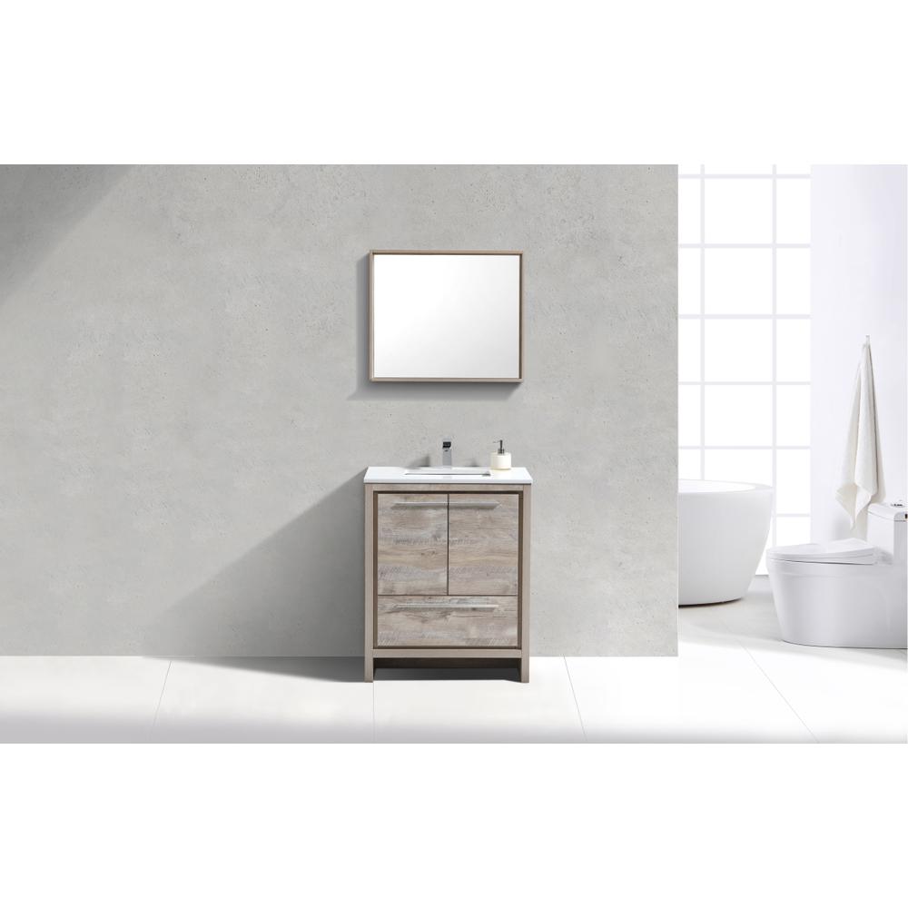 30″ Nature  Wood Modern Bathroom Vanity with White Quartz Counter-Top