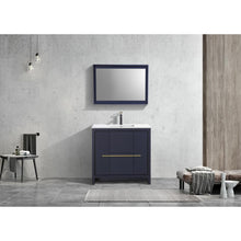 KubeBath Dolce 36″ Blue  Modern Bathroom Vanity with White Quartz Counter-Top