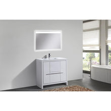 36″ High Gloss White Modern Bathroom Vanity with White Quartz Counter-Top