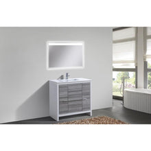 36″ Ash Gray Modern Bathroom Vanity with White Quartz Counter-Top