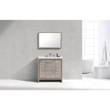 36″ Nature Wood  Modern Bathroom Vanity with White Quartz Counter-Top