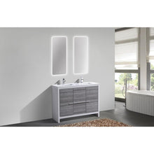 48″ Double Sink Ash Gray Modern Bathroom Vanity with White Quartz Counter-Top