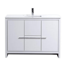 48″ High Gloss White Modern Bathroom Vanity with White Quartz Counter-Top