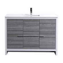 48″ Ash Gray Modern Bathroom Vanity with White Quartz Counter-Top
