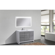 48″ Ash Gray Modern Bathroom Vanity with White Quartz Counter-Top