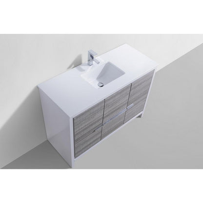 48″ Ash Gray Modern Bathroom Vanity with White Quartz Counter-Top