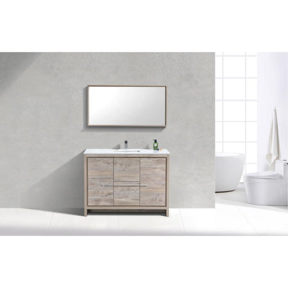 48″ Nature Wood Modern Bathroom Vanity with White Quartz Counter-Top