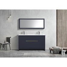 60″ Double Sink Blue  Modern Bathroom Vanity with White Quartz Counter-Top