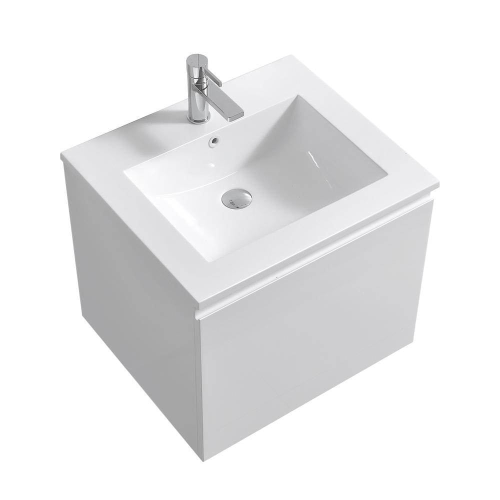 Balli 24'' Wall Mount Modern Bathroom Vanity in Gloss White Finish