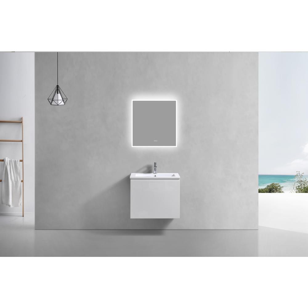 Balli 24'' Wall Mount Modern Bathroom Vanity in Gloss White Finish