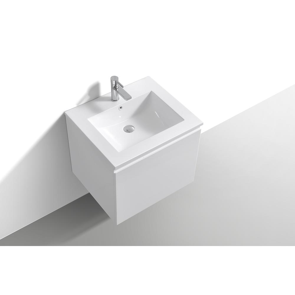 Balli 24'' Wall Mount Modern Bathroom Vanity in Gloss White Finish