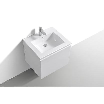 Balli 24'' Wall Mount Modern Bathroom Vanity in Gloss White Finish