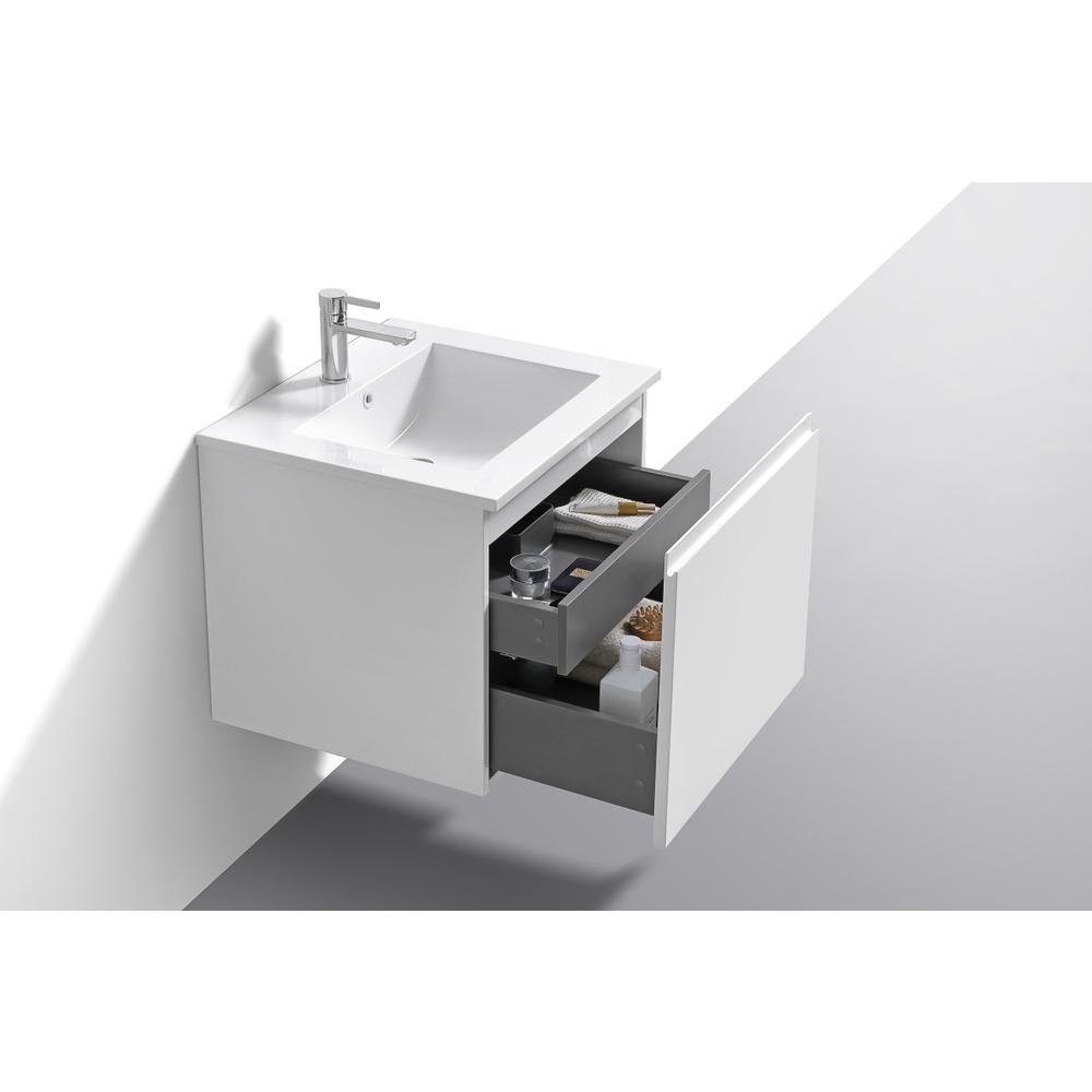 Balli 24'' Wall Mount Modern Bathroom Vanity in Gloss White Finish