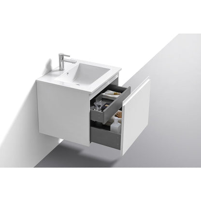 Balli 24'' Wall Mount Modern Bathroom Vanity in Gloss White Finish