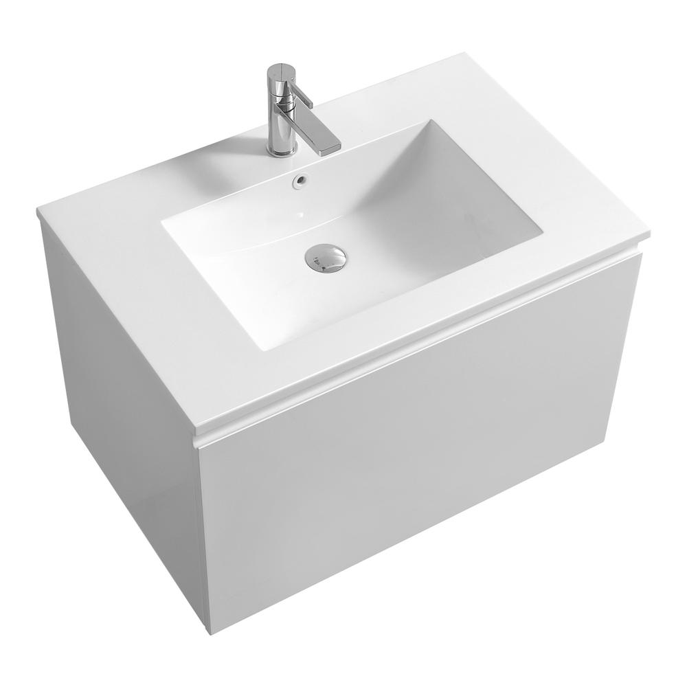 Balli 32'' Wall Mount Modern Bathroom Vanity in Gloss White Finish