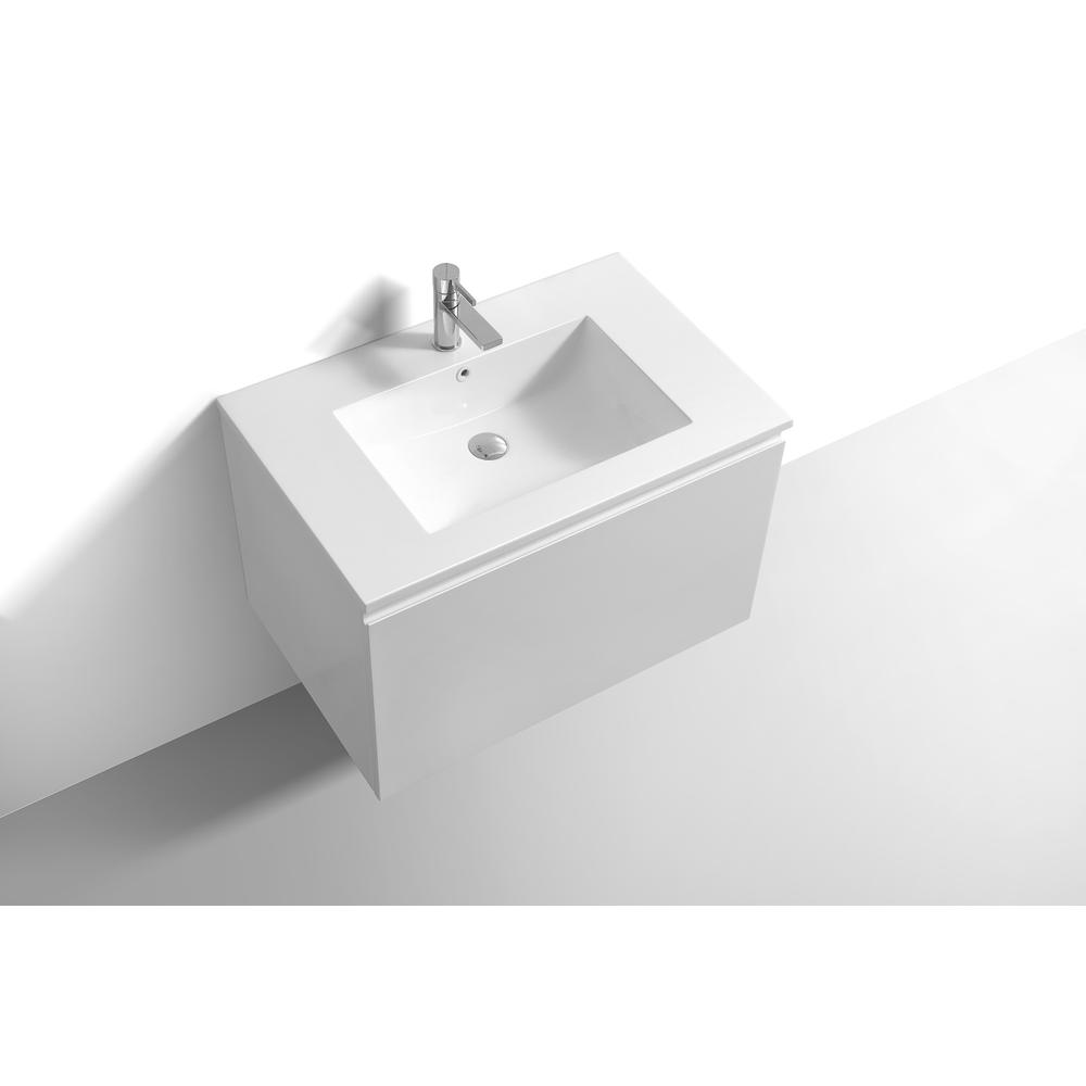 Balli 32'' Wall Mount Modern Bathroom Vanity in Gloss White Finish