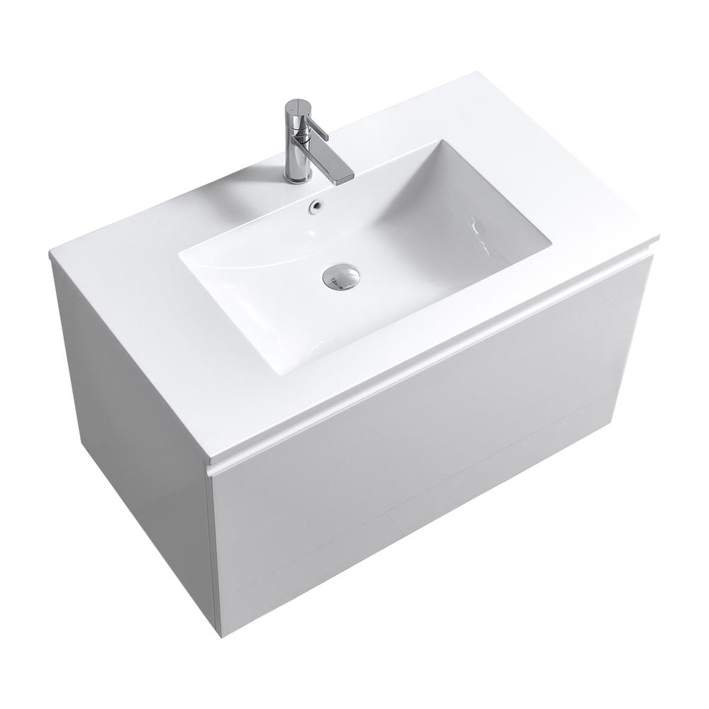Balli 36'' Wall Mount Modern Bathroom Vanity in Gloss White Finish