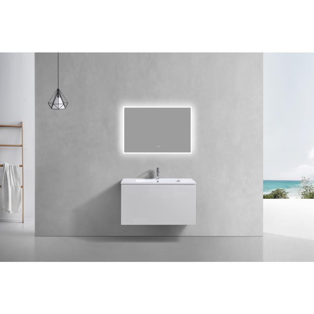 Balli 36'' Wall Mount Modern Bathroom Vanity in Gloss White Finish