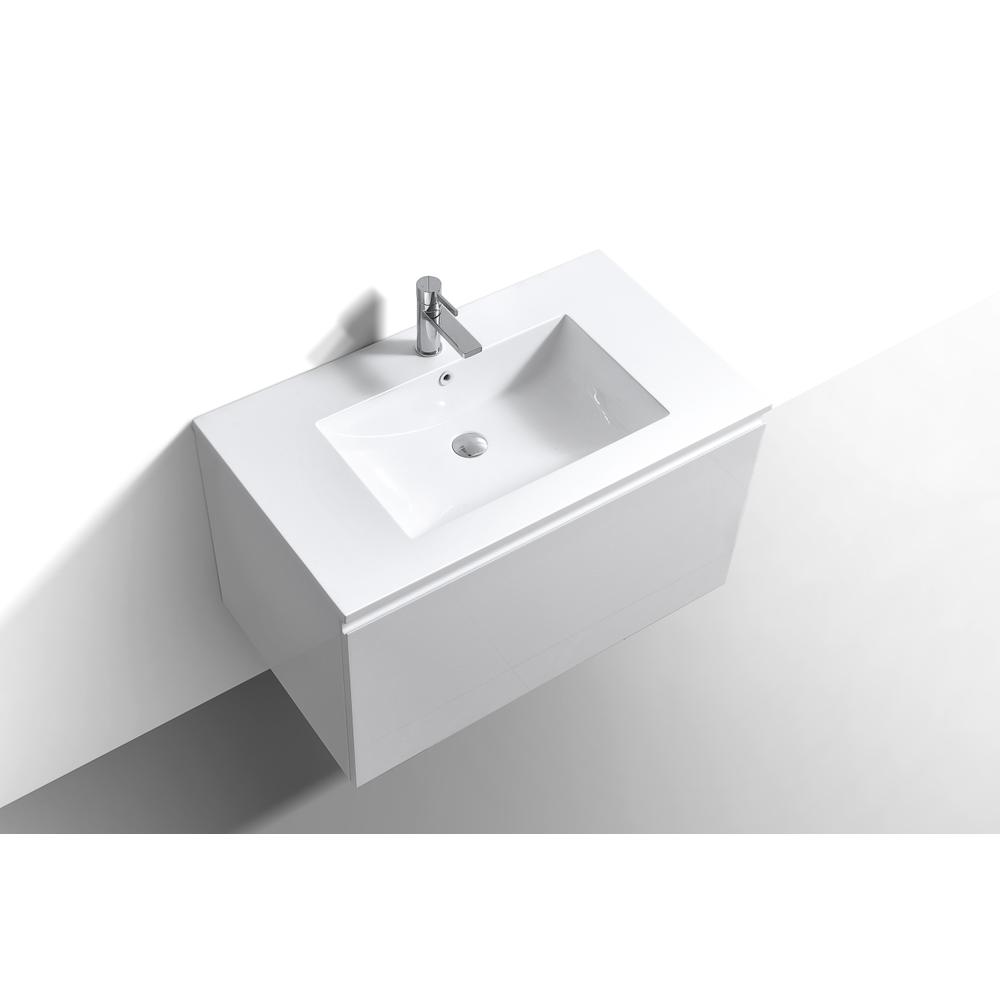 Balli 36'' Wall Mount Modern Bathroom Vanity in Gloss White Finish