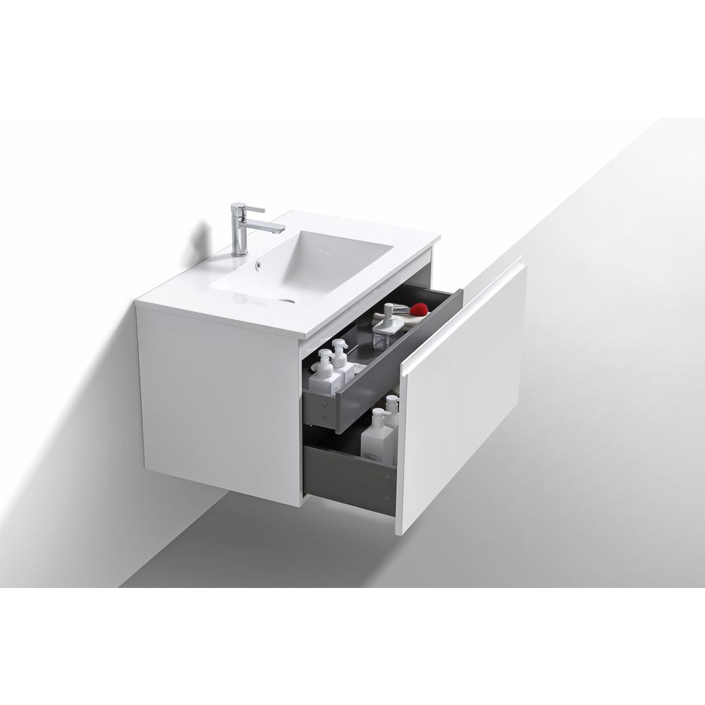 Balli 36'' Wall Mount Modern Bathroom Vanity in Gloss White Finish