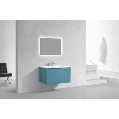 Balli 36'' Wall Mount Modern Bathroom Vanity in Teal Green Finish