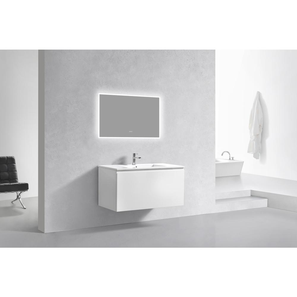 Balli 40'' Wall Mount Modern Bathroom Vanity in Gloss White Finish