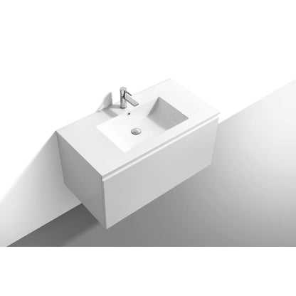 Balli 40'' Wall Mount Modern Bathroom Vanity in Gloss White Finish
