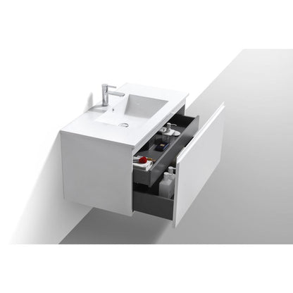 Balli 40'' Wall Mount Modern Bathroom Vanity in Gloss White Finish