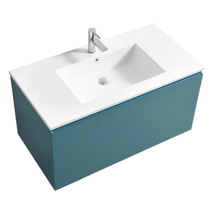 Balli 40'' Wall Mount Modern Bathroom Vanity in Teal Green Finish