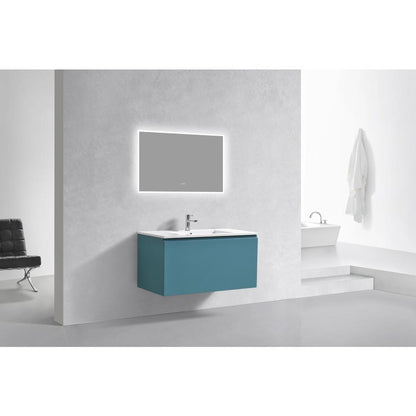 Balli 40'' Wall Mount Modern Bathroom Vanity in Teal Green Finish