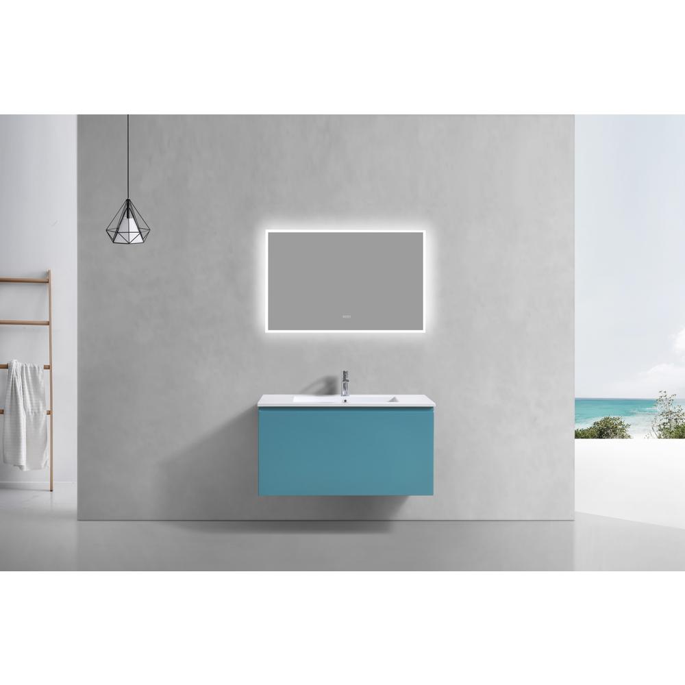 Balli 40'' Wall Mount Modern Bathroom Vanity in Teal Green Finish