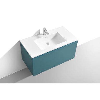 Balli 40'' Wall Mount Modern Bathroom Vanity in Teal Green Finish