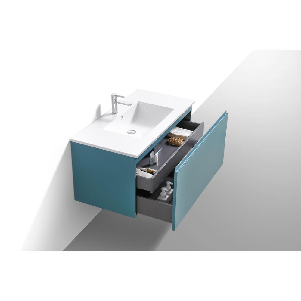 Balli 40'' Wall Mount Modern Bathroom Vanity in Teal Green Finish