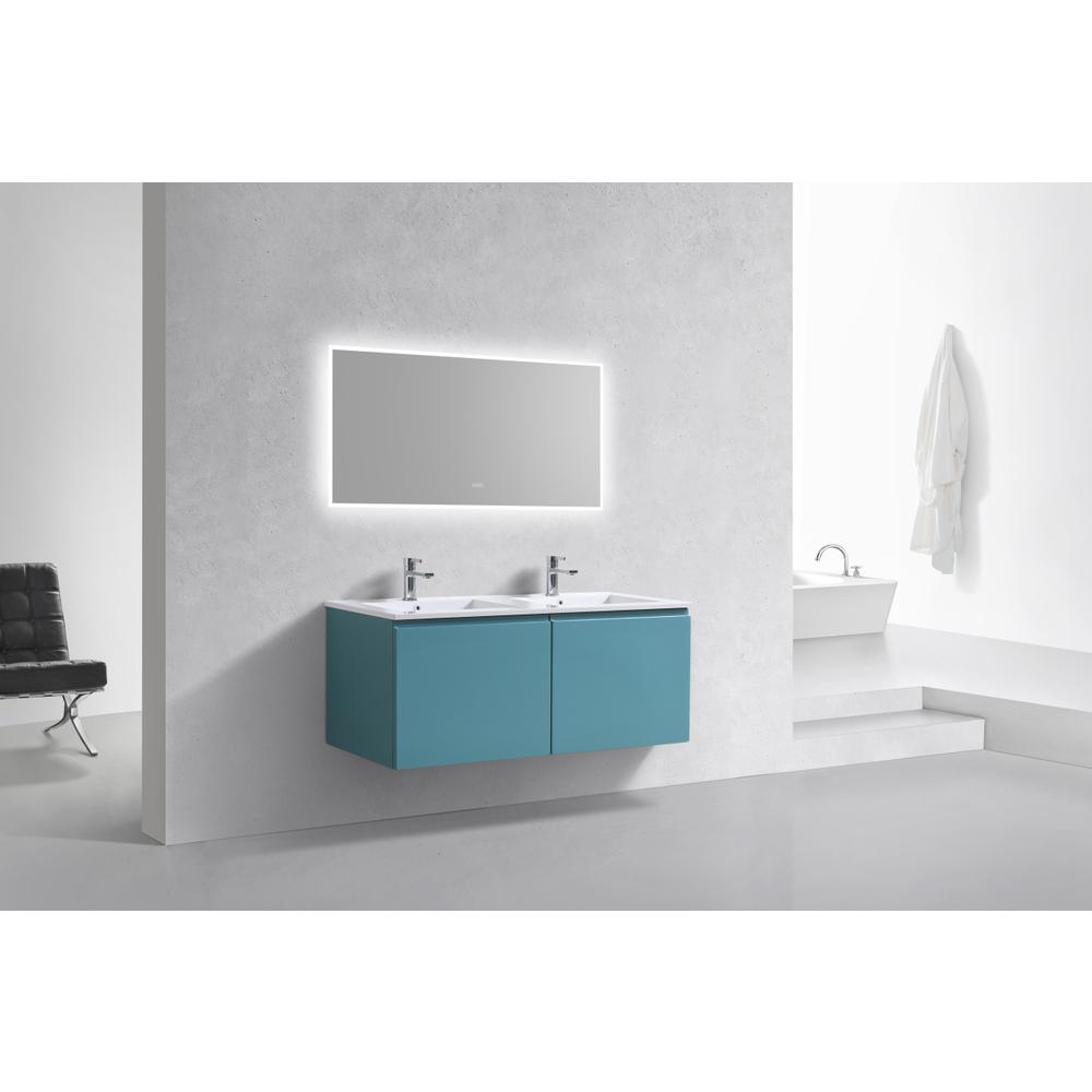 Balli 48'' Double Sink Wall Mount Modern Bathroom Vanity in Teal Green Finish