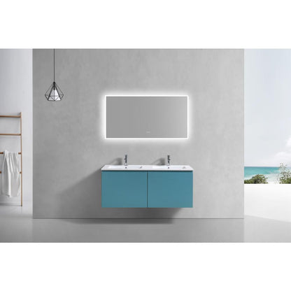 Balli 48'' Double Sink Wall Mount Modern Bathroom Vanity in Teal Green Finish