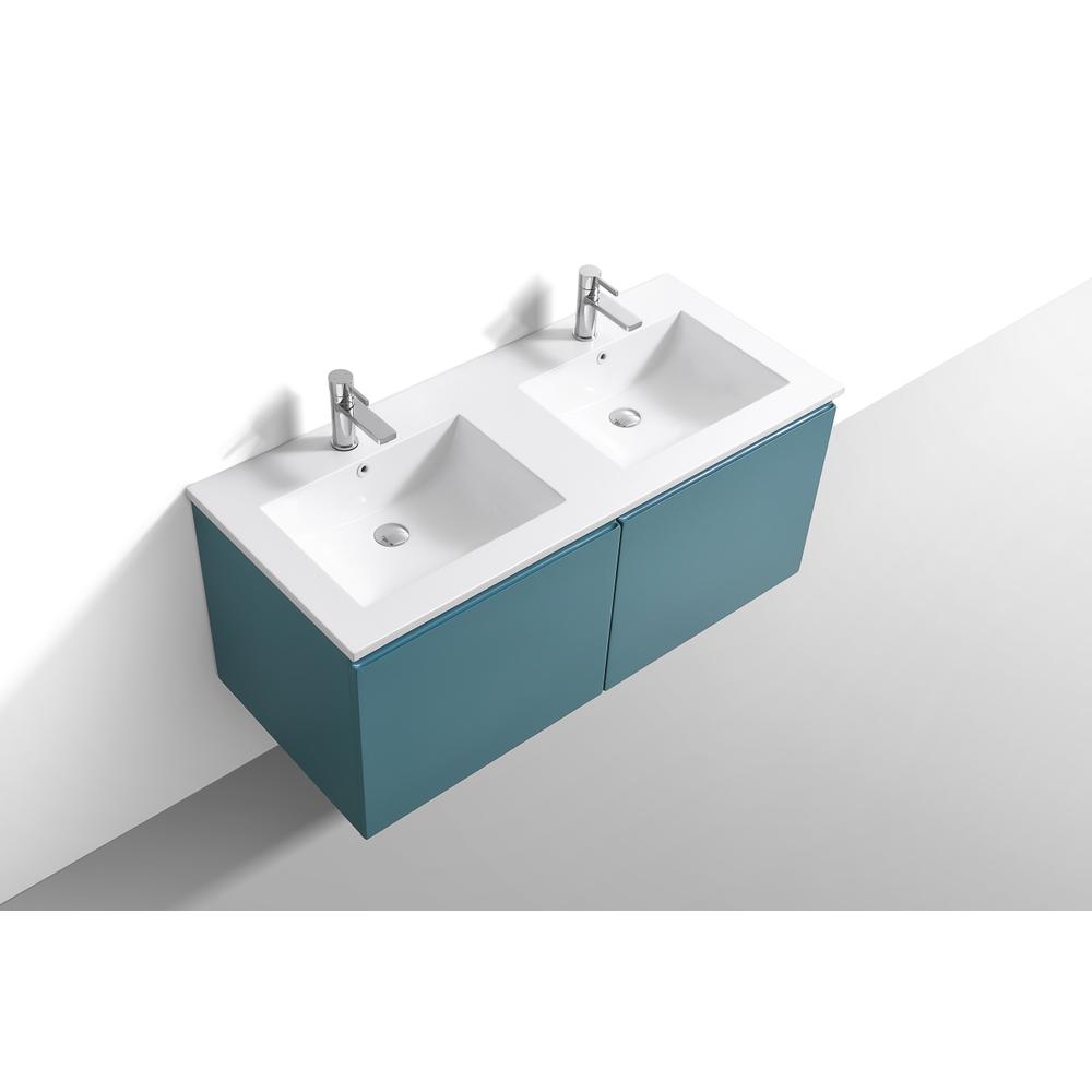 Balli 48'' Double Sink Wall Mount Modern Bathroom Vanity in Teal Green Finish