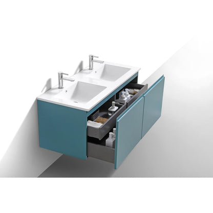 Balli 48'' Double Sink Wall Mount Modern Bathroom Vanity in Teal Green Finish