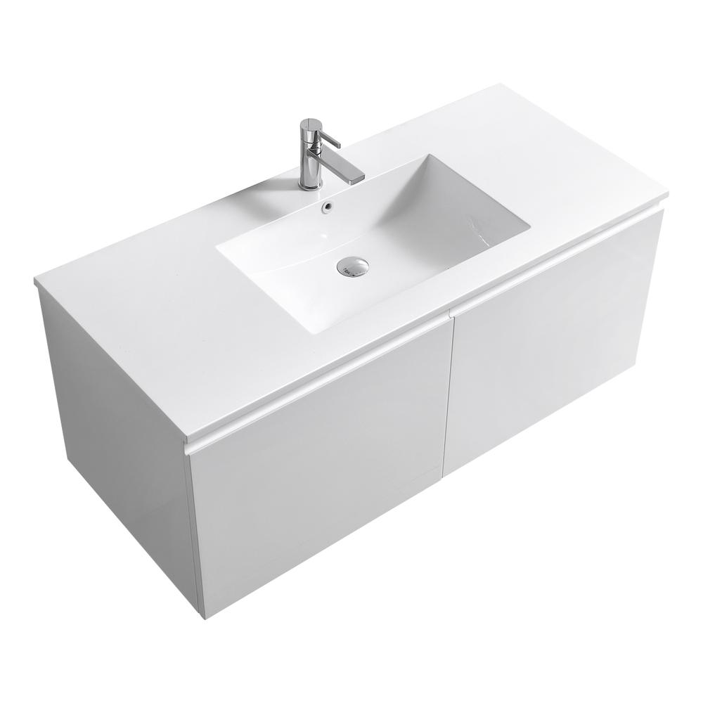 Balli 48'' Single Sink Wall Mount Modern Bathroom Vanity in Gloss White Finish