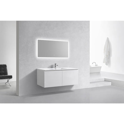 Balli 48'' Single Sink Wall Mount Modern Bathroom Vanity in Gloss White Finish