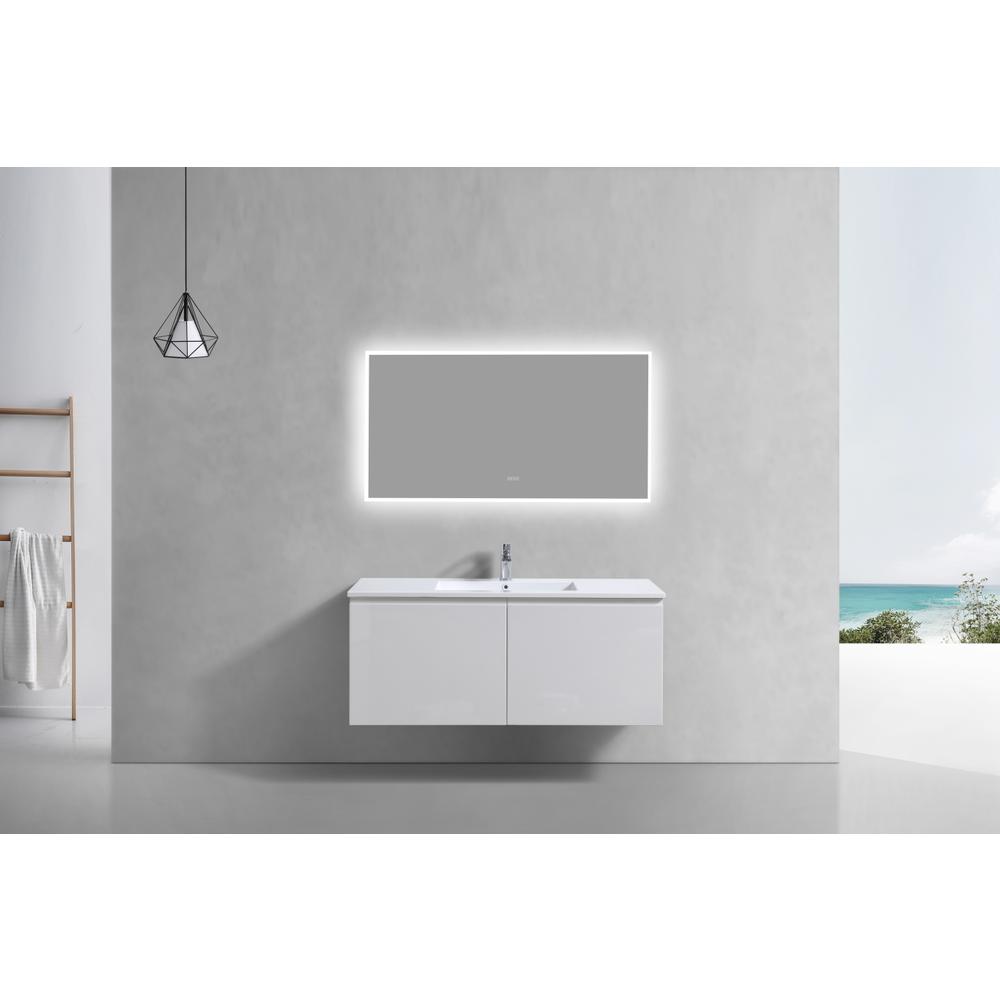 Balli 48'' Single Sink Wall Mount Modern Bathroom Vanity in Gloss White Finish