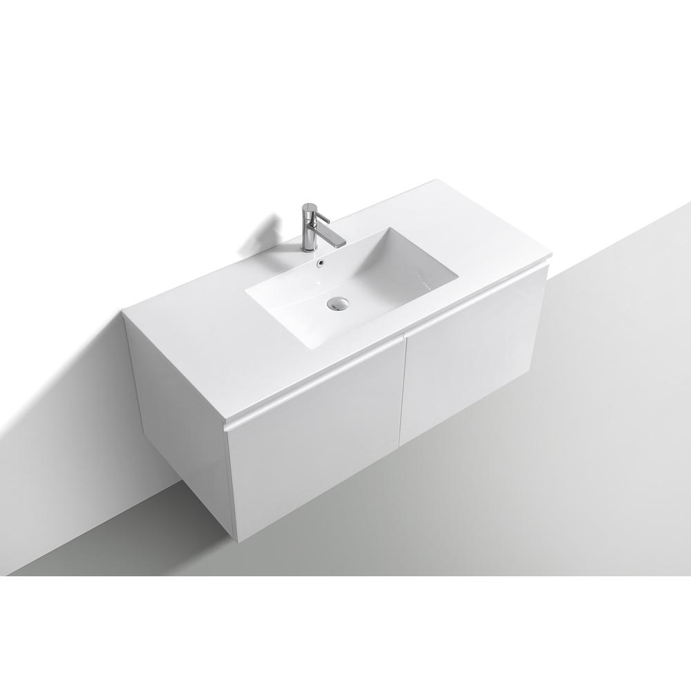 Balli 48'' Single Sink Wall Mount Modern Bathroom Vanity in Gloss White Finish