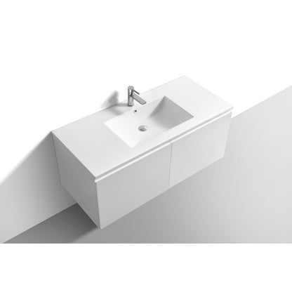 Balli 48'' Single Sink Wall Mount Modern Bathroom Vanity in Gloss White Finish