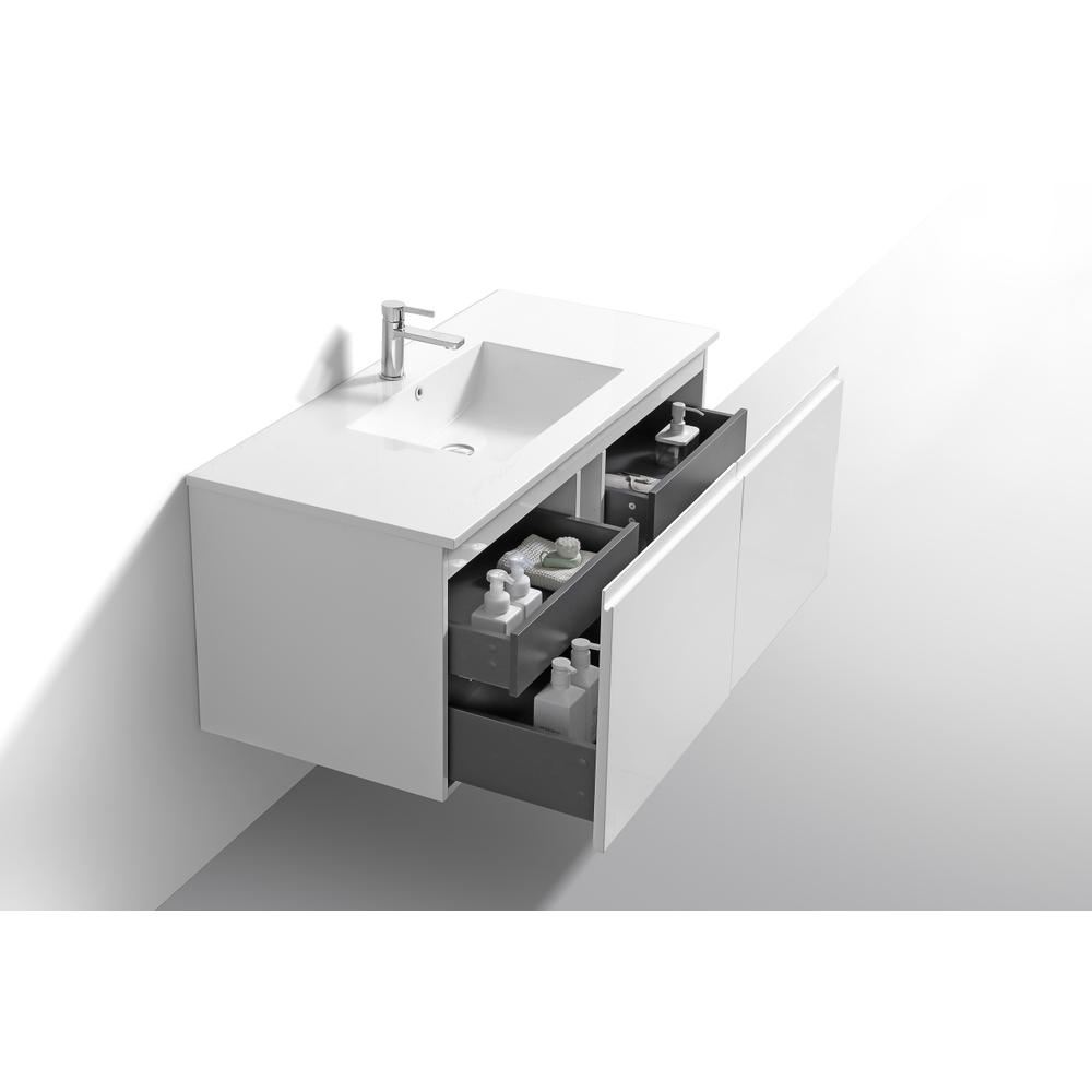 Balli 48'' Single Sink Wall Mount Modern Bathroom Vanity in Gloss White Finish