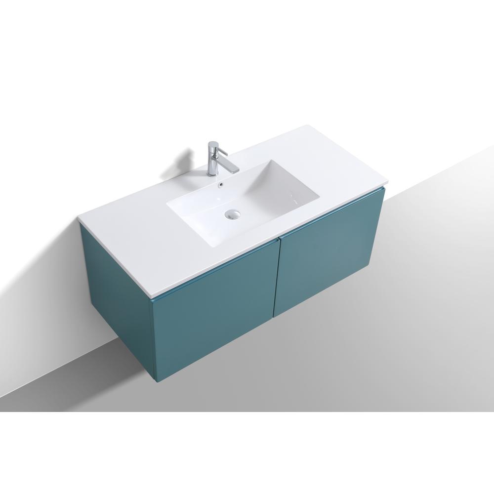 Balli 48'' Single Sink Wall Mount Modern Bathroom Vanity in Teal Green Finish
