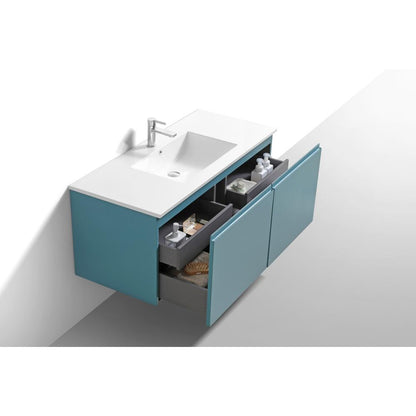 Balli 48'' Single Sink Wall Mount Modern Bathroom Vanity in Teal Green Finish
