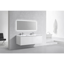Balli 60'' Double Sink Wall Mount Modern Bathroom Vanity in Gloss White Finish