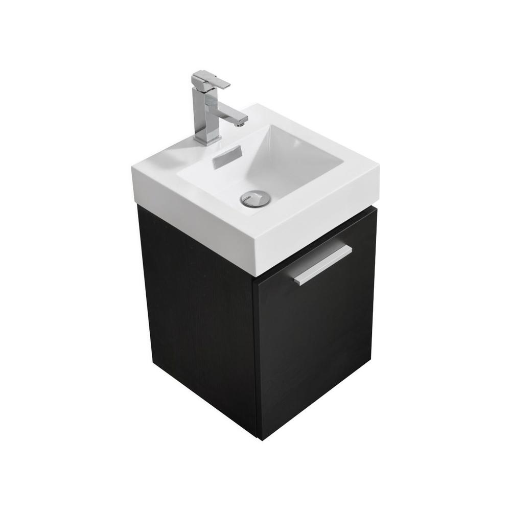 Bliss 16" Black Wall Mount Modern Bathroom Vanity