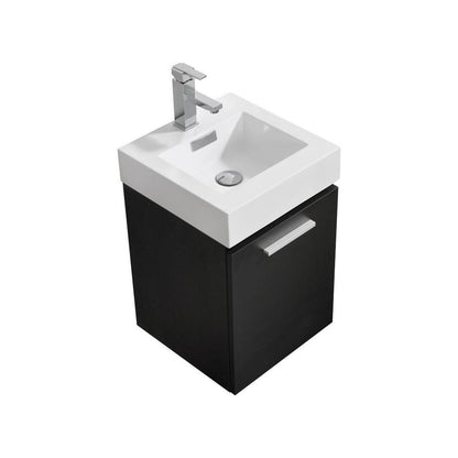 Bliss 16" Black Wall Mount Modern Bathroom Vanity